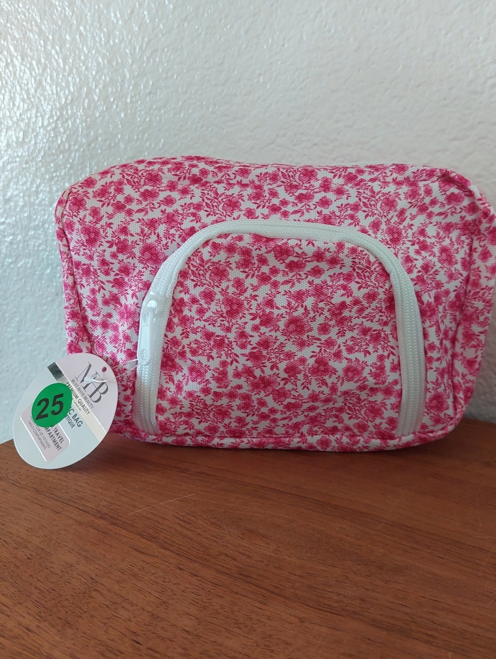 Floral Pink Zip Cosmetic Pouch Mb Pink